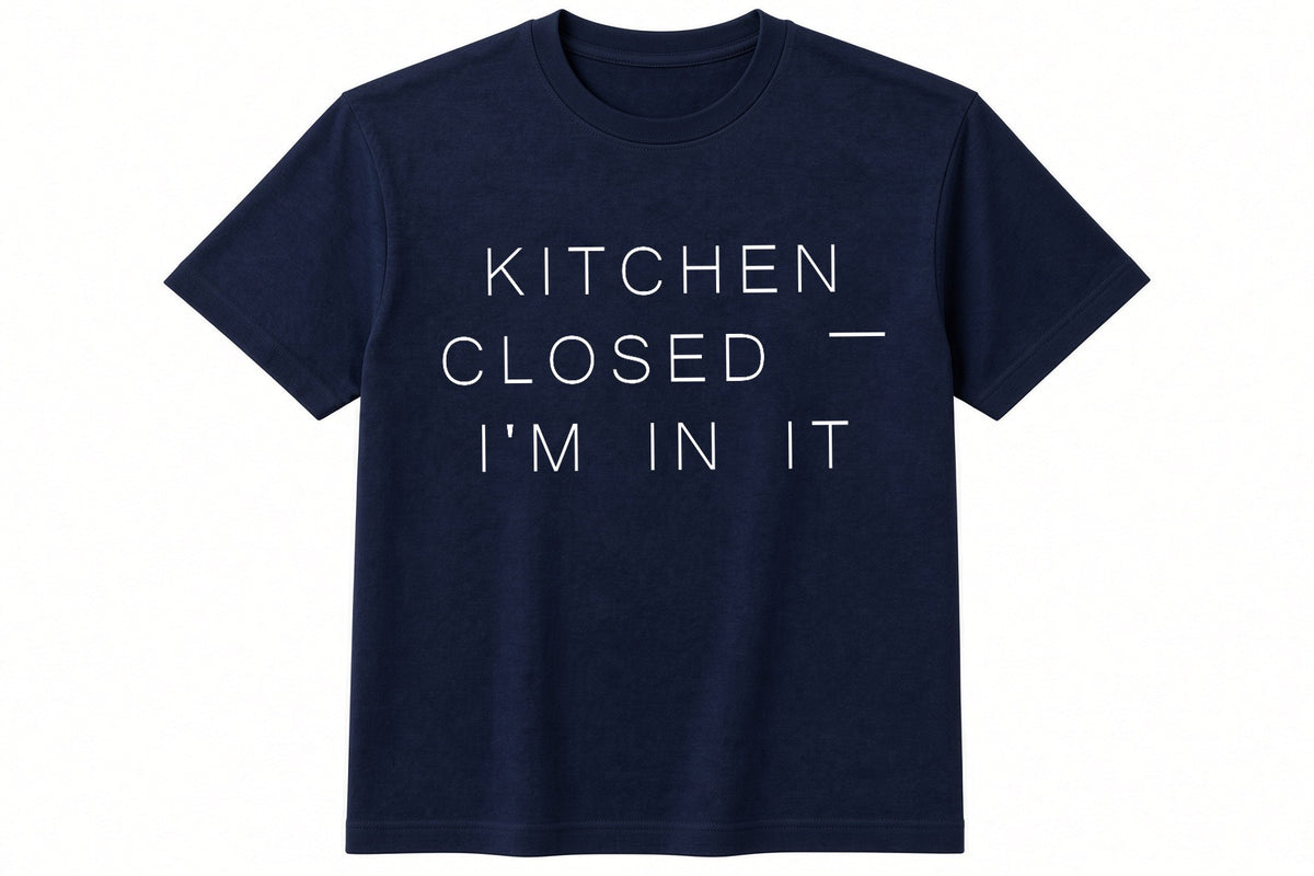 Kitchen Closed — I'm In It funny padel pickleball design on navy t-shirt