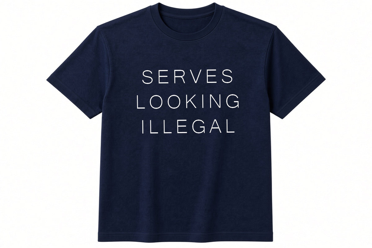 Serves Looking Illegal funny padel pickleball design on navy t-shirt