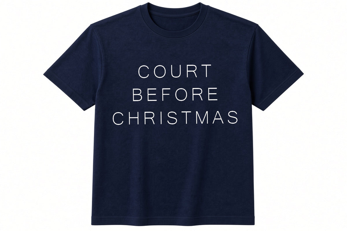 Court Before Christmas funny padel pickleball design on navy t-shirt