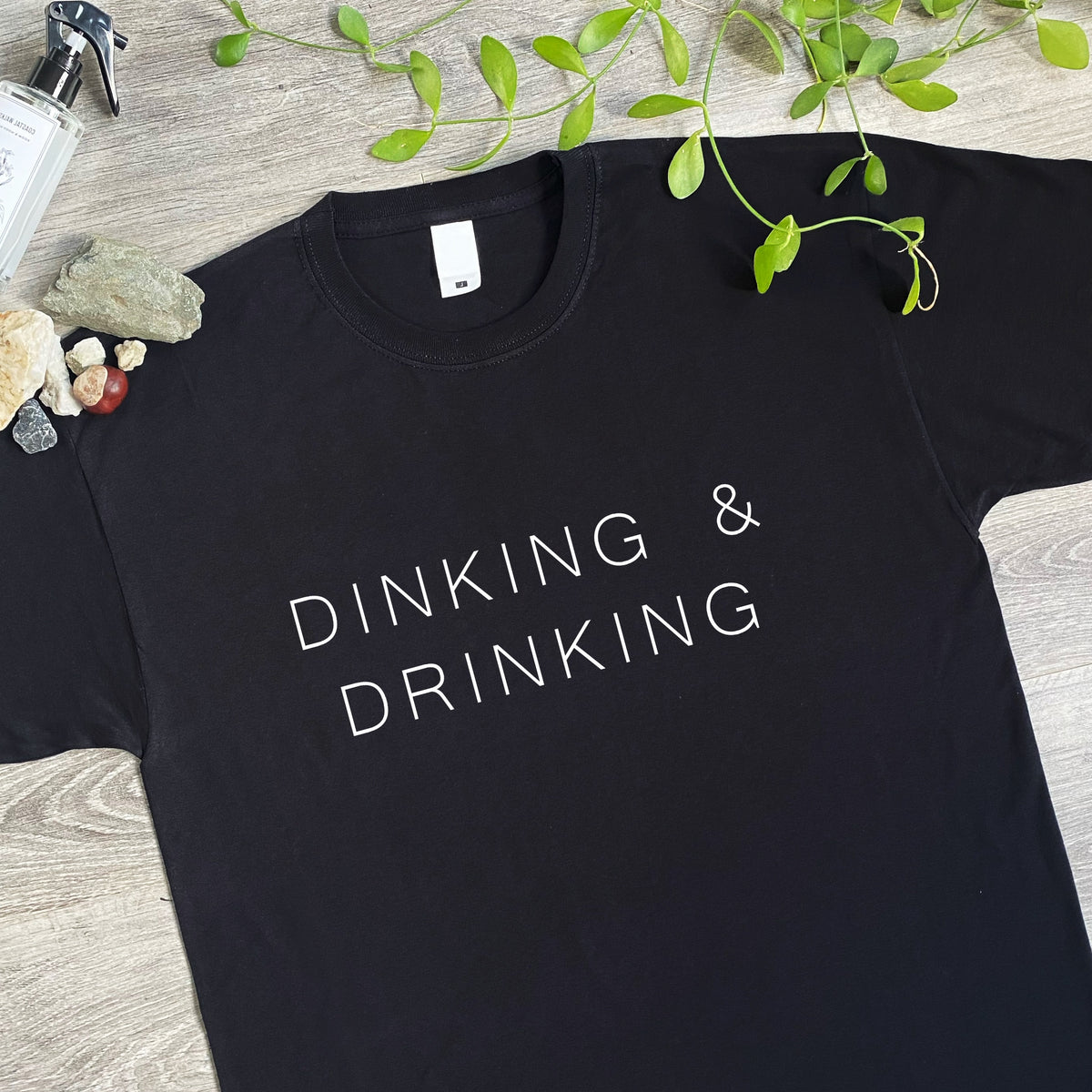 Dinking & Drinking funny padel pickleball design on black t-shirt