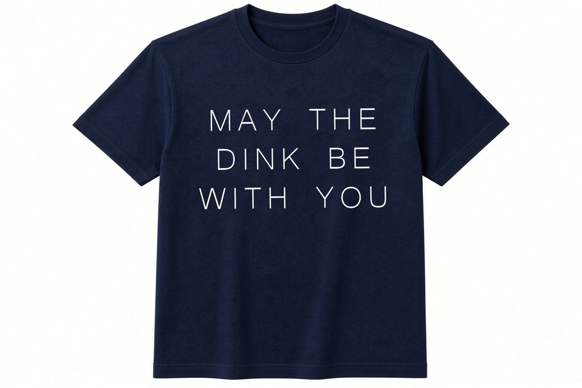 May The Dink Be With You funny padel pickleball design on navy t-shirt