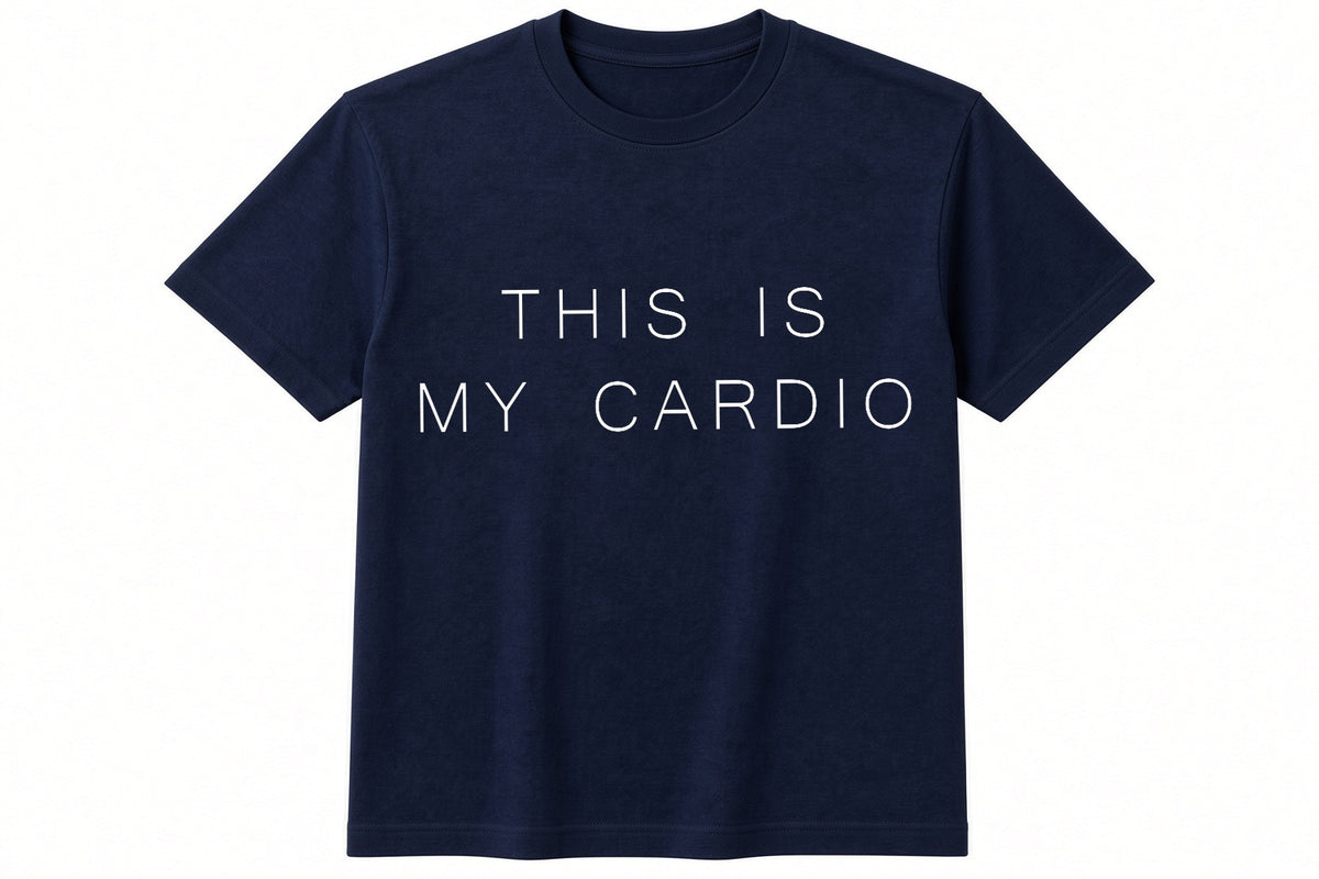 This Is My Cardio funny padel pickleball design on navy t-shirt