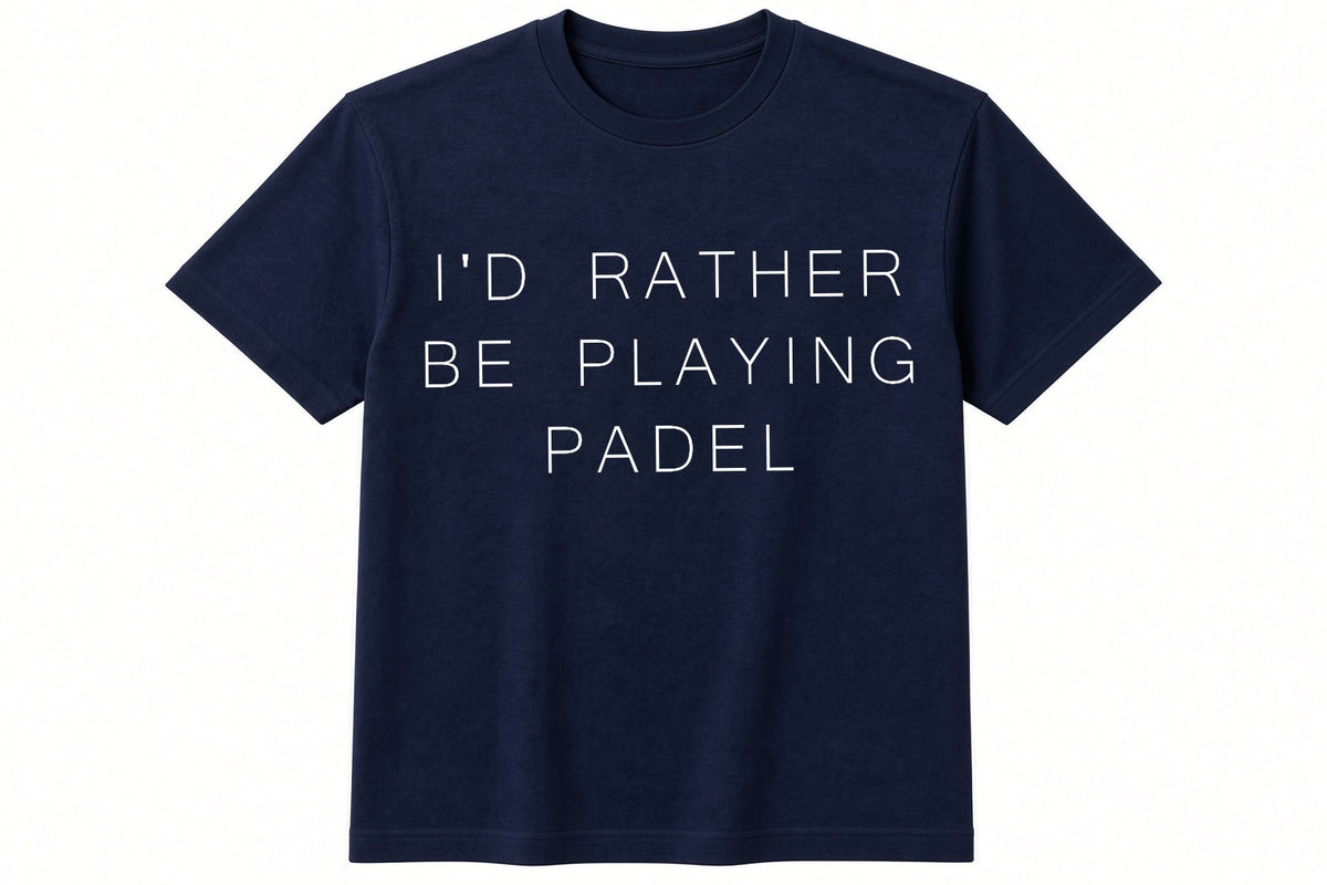 I'd Rather Be Playing Padel funny padel pickleball design on navy t-shirt