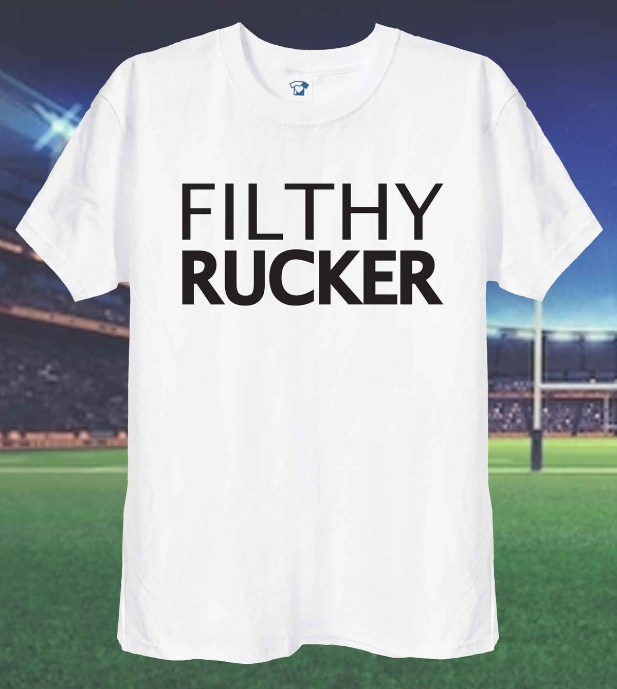 Filthy Rucker funny rugby t-shirt in white