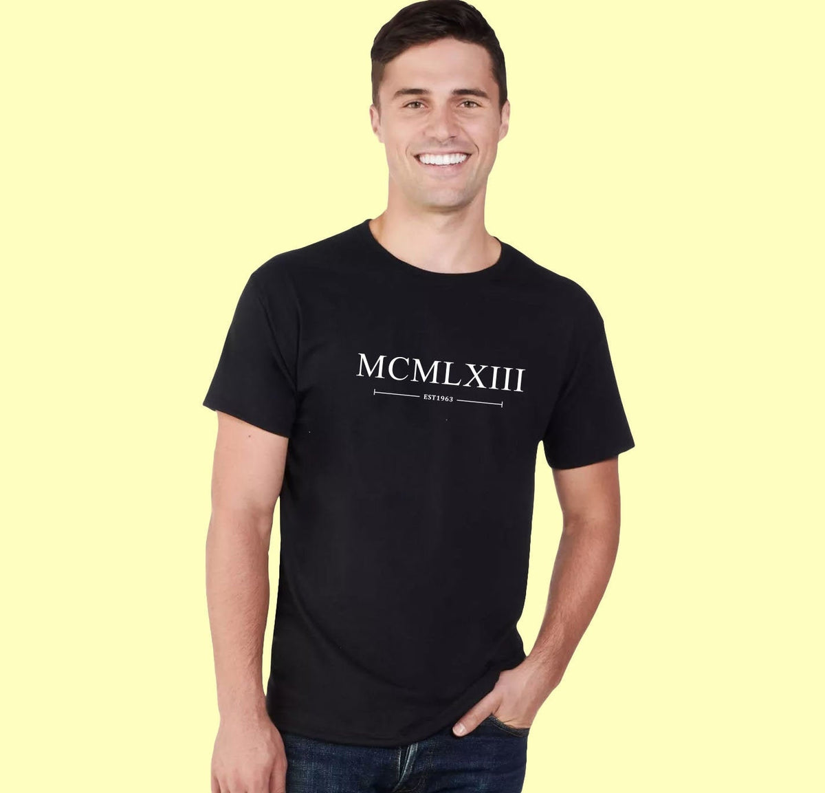 Born 1963 Roman Numerals Funny T-Shirt & Hoodie, 532 on black t-shirt