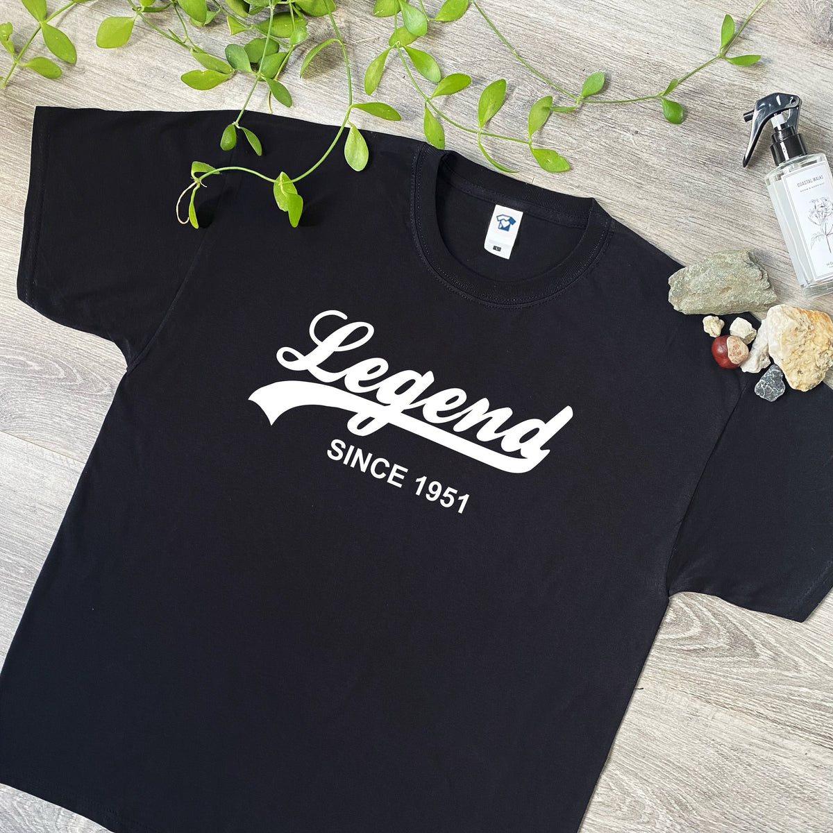 Legend Since 1951 Funny T-Shirt & Hoodie, 744 on black t-shirt