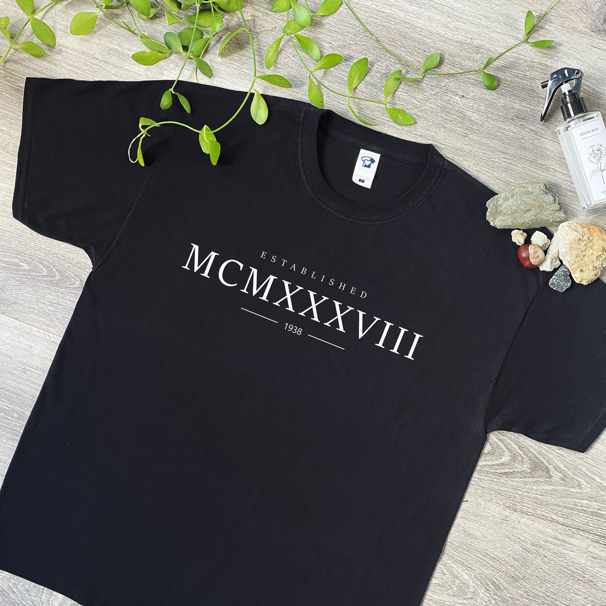 Established 1938 Roman Numerals Funny T-Shirt & Hoodie, 847 on black t-shirt