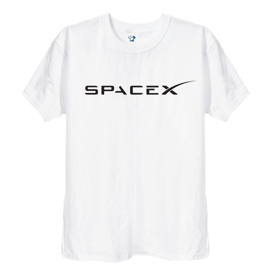 SpaceX logo on white t-shirt