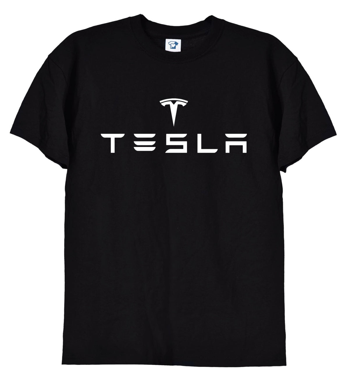 Tesla Model S logo on black t-shirt