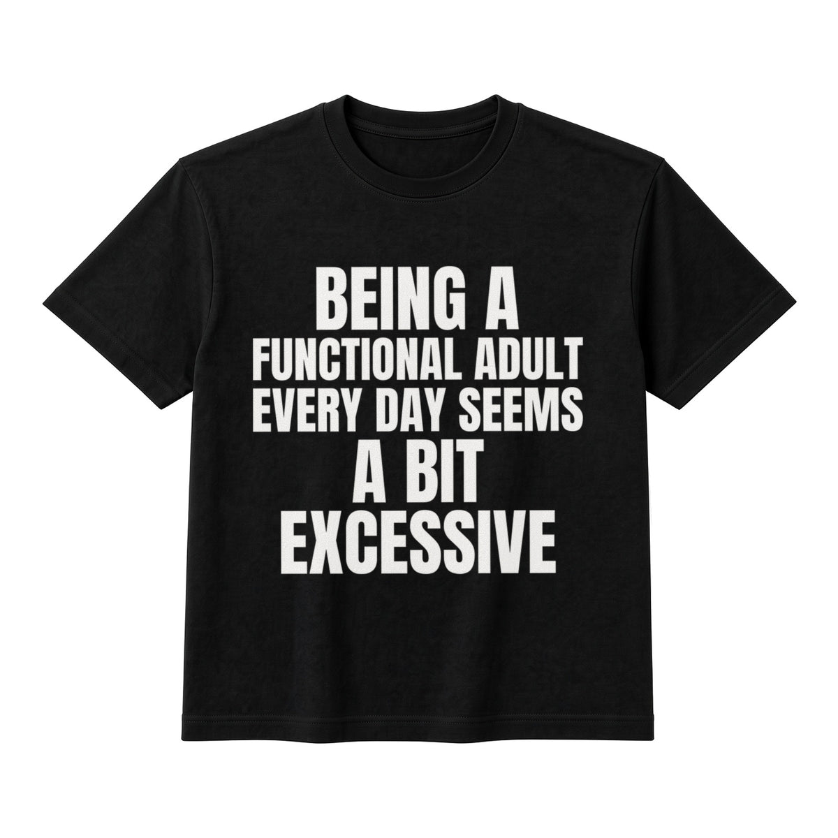Being A Functional Adult Every Day Seems A Bit Excessive on a black t-shirt
